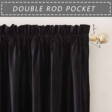 PRIMROSE Black Curtains 108 inch for Living Room Velvet Blackout Rod Pocket Window Drapes Treatment ...