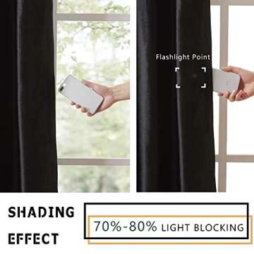 PRIMROSE Black Curtains 108 inch for Living Room Velvet Blackout Rod Pocket Window Drapes Treatment Semi Room Darkening Decor Curtains for Bedroom Set of 2 Panels