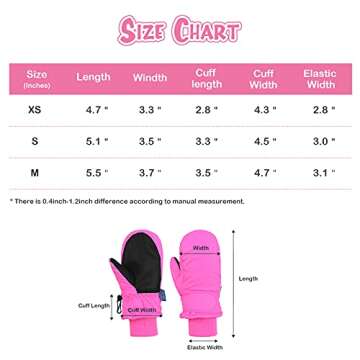 Century Star Toddler Mittens Snow Gloves for Kids Waterproof Toddler Gloves Winter Baby Boys Girls Ski Mittens Black 2-4 Years