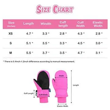 Century Star Toddler Mittens Snow Gloves for Kids Waterproof Toddler Gloves Winter Baby Boys Girls Ski Mittens Black 2-4 Years