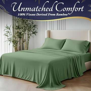 DECOLURE 100% Organic Viscose Derived from Bamboo Sheets Cal King Size 4pcs - Ultra Soft & Luxurious...