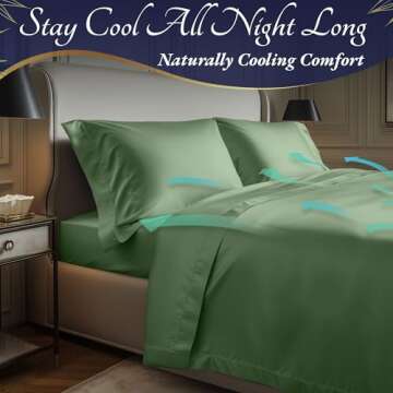 DECOLURE 100% Organic Viscose Derived from Bamboo Sheets Cal King Size 4pcs - Ultra Soft & Luxuriously Cooling, 17" Deep Pocket,Double Stitching,Perfect for Hot Sleepers - King Bed Sheets (Sage Green)