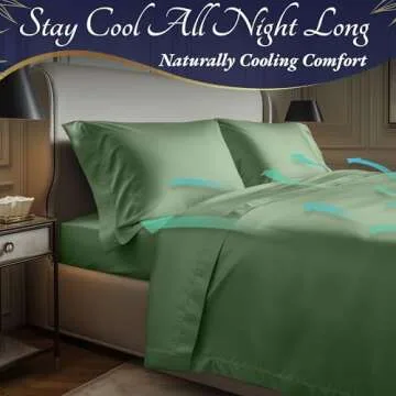 DECOLURE 100% Organic Viscose Derived from Bamboo Sheets Cal King Size 4pcs - Ultra Soft & Luxuriously Cooling, 17" Deep Pocket,Double Stitching,Perfect for Hot Sleepers - King Bed Sheets (Sage Green)