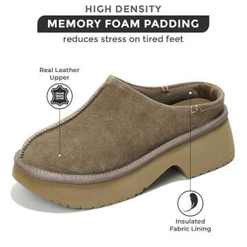Johnna Memory Foam Suede Slip-on Mules & Clogs - Non-Slip Sole Women's Shoes - Comfy Mules for Women...