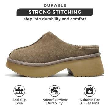 Johnna Memory Foam Suede Slip-on Mules & Clogs - Non-Slip Sole Women's Shoes - Comfy Mules for Women 2024 (Chocolate, 6)