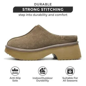 Johnna Memory Foam Suede Slip-on Mules & Clogs - Non-Slip Sole Women's Shoes - Comfy Mules for Women 2024 (Chocolate, 6)