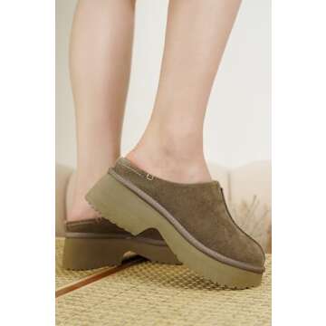 Johnna Memory Foam Suede Slip-on Mules & Clogs - Non-Slip Sole Women's Shoes - Comfy Mules for Women 2024 (Chocolate, 6)