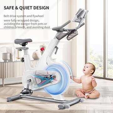 YESOUL M1 Indoor Cycling Bike Stationary Exercise Bike for Home,Smart Excersize Bike Magnetic Resistance with Built-in Flywheel Safe,Silent Belt Drive,Ipad & Bottle Holder (White)