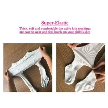 CECORC Baby Tights – Thick Toddlers Girl Leggings–Seamless Cable Knit Cotton Stockings – Infants Pantyhose 3 Pack, 12-24 Months, White+Black+Grey