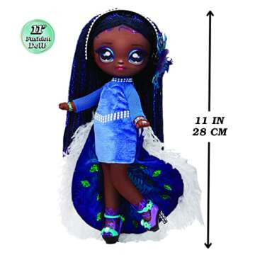Na! Na! Na! Surprise Teens 11" Fashion Doll Queenie Plume, Soft, Poseable, Black Hair, Peacock-Inspired Outfit & Accessories, Gift for Kids, Toy for Girls & Boys Ages 5 6 7 8+ Years