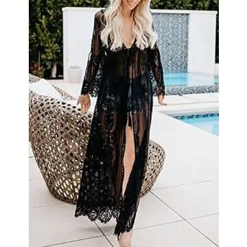 Bsubseach Black Lace Beach Cover Up Ideal for Summer Style