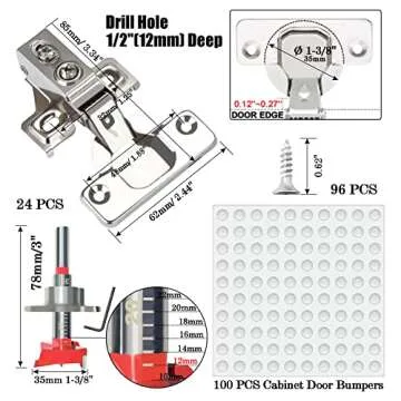 BESTEEL 24 Pack 1/2 inch Overlay Soft Close Cabinet Door Hinges for Kitchen Cabinet Hinges Hidden Hi...