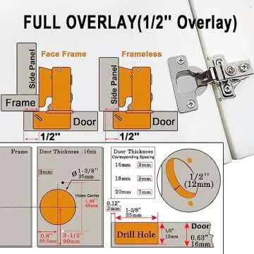BESTEEL 24 Pack 1/2 inch Overlay Soft Close Cabinet Door Hinges for Kitchen Cabinet Hinges Hidden Hinge Stainless Steel Concealed Kitchen Cabinet Hinge Self Closing with Hinge Drilling Tool and Manual