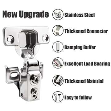 BESTEEL 24 Pack 1/2 inch Overlay Soft Close Cabinet Door Hinges for Kitchen Cabinet Hinges Hidden Hinge Stainless Steel Concealed Kitchen Cabinet Hinge Self Closing with Hinge Drilling Tool and Manual