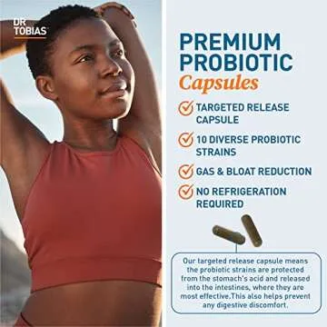 Dr. Tobias Probiotics 30 Billion, 10 Strains, 30 Billion CFU's, Targeted Release Probiotics for Women & Men, Supports Digestive Health, Shelf-Stable, Non-GMO, 30 Capsules, 30 Servings