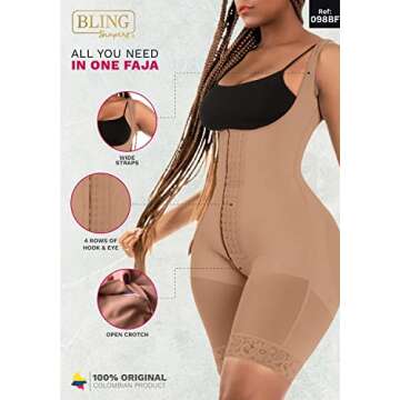 BLING SHAPERS 098BF Fajas Colombianas Guitar Shaped Women Wide Hips Shapewear
