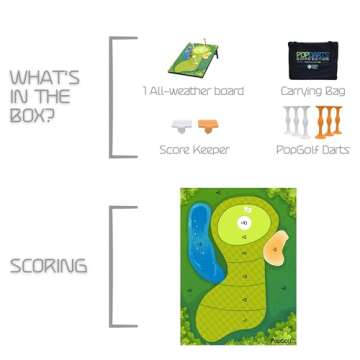 PopGolf Board Edition Set - Popdarts Backyard, Indoor and Outdoor Game - Great Cornhole Alternative - Includes 1 All-Weather Board, Exclusive PopGolf Darts, Travel Case, and Score Keeper