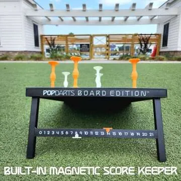 PopGolf Board Edition Set - Popdarts Backyard, Indoor and Outdoor Game - Great Cornhole Alternative - Includes 1 All-Weather Board, Exclusive PopGolf Darts, Travel Case, and Score Keeper