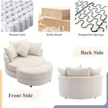 Comfortable DEINPPA Swivel Book Nook Chair with Ottoman