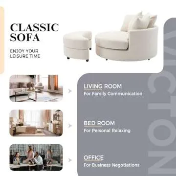 Comfortable DEINPPA Swivel Book Nook Chair with Ottoman