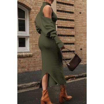 PRETTYGARDEN Womens Fall 2 Piece Outfits Bodycon Maxi Tank Pullover Sweater Dress And Long Sleeve Cropped Cardigan Knit Sets