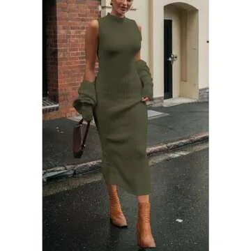 PRETTYGARDEN Stylish Maxi Sweater Dress with Cardigan