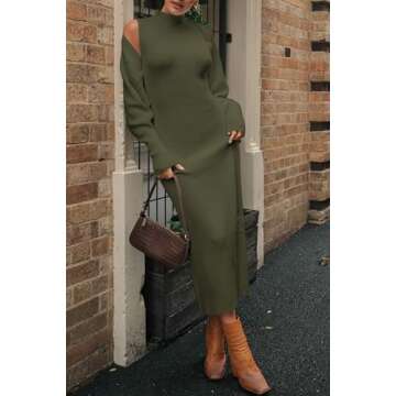 PRETTYGARDEN Womens Fall 2 Piece Outfits Bodycon Maxi Tank Pullover Sweater Dress And Long Sleeve Cropped Cardigan Knit Sets