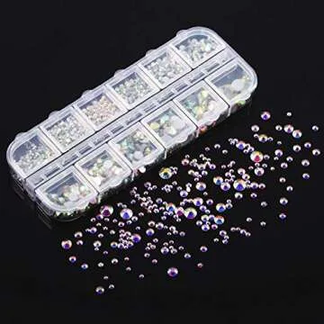 Dowarm 2650PCS Glue Fix Flat Back Crystal Rhinestones, 6 Sizes 1.5mm 2mm 2.8mm 4mm 4.8mm 6.5mm, Non Hotfix Flatback Crystals Loose Gemstones for Crafts Nail Face Art Clothes Jewels (Crystal AB)