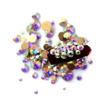 Dowarm 2650PCS Glue Fix Flat Back Crystal Rhinestones, 6 Sizes 1.5mm 2mm 2.8mm 4mm 4.8mm 6.5mm, Non Hotfix Flatback Crystals Loose Gemstones for Crafts Nail Face Art Clothes Jewels (Crystal AB)