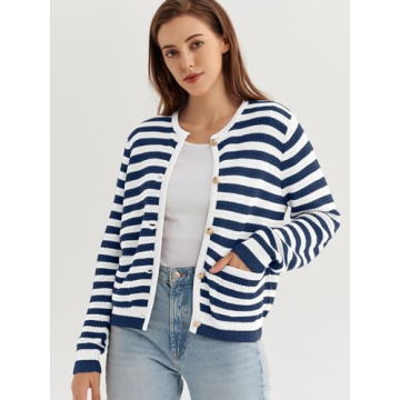 LILLUSORY Stylish Cable Knit Cardigan for Women 2024