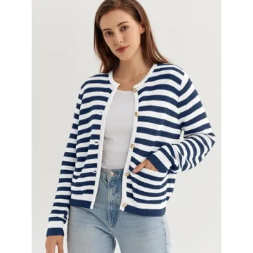 LILLUSORY Stylish Cable Knit Cardigan for Women 2024