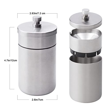 Stainless Steel Auto Ashtrays with Lid Car Ashtray Smell Proof Portable Smokeless Detachable Windproof Extinguished Butt Bucket Ash Tray for Car Cup Holder (Silver)