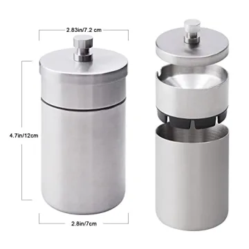 Stainless Steel Auto Ashtrays with Lid Car Ashtray Smell Proof Portable Smokeless Detachable Windproof Extinguished Butt Bucket Ash Tray for Car Cup Holder (Silver)