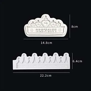 Set of 2 Princess Crown Silicone Fondant Molds 3D Crown Gumpaste Candy Mold Sugarcraft Baking Tool for Birthday Party Cake Topper Decorating