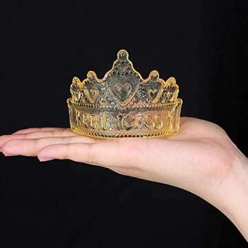 Set of 2 Princess Crown Silicone Fondant Molds 3D Crown Gumpaste Candy Mold Sugarcraft Baking Tool for Birthday Party Cake Topper Decorating