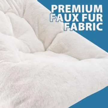 OAKHAM Comfy Chair for Adults, Soft Faux Fur Folding Lounge for Bedroom Living Room Dorm Rooms Flexible Reading Chair for Teens Kids, X-Large Foldable (Faux Fur-White)