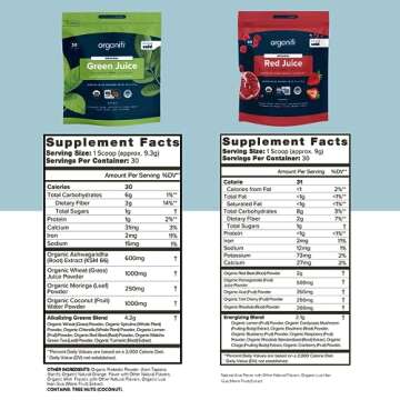 Organifi Green Juice and Red Juice Bundle - 30 Day Supply - Delicious, Refreshing Organic Superfood ...