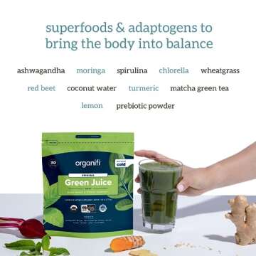 Organifi Green Juice and Red Juice Bundle - 30 Day Supply - Delicious, Refreshing Organic Superfood Supplement Powder With Antioxidants for Energy and Stress Relief Support - No GMO, Gluten, or Soy
