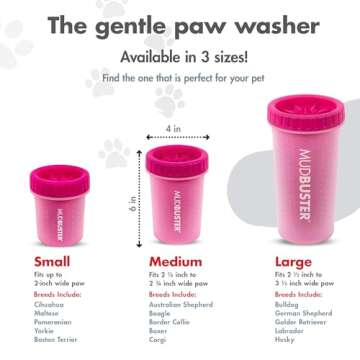 Dexas Pink Medium Dog Paw Cleaner, MudBuster - Premium Quality Pet Supplies and Dog Accessories for Dogs, Easy to Use, Mess Free, BPA Free, Patented Product