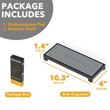 SpaceAid DryingNeat Sink Organizer, Instant Dry Sink Caddy Organizers, Kitchen Sponge Soap Holder Dispenser, Countertop Fast Drying Counter Tray Rack (Bamboo Rack, Black)