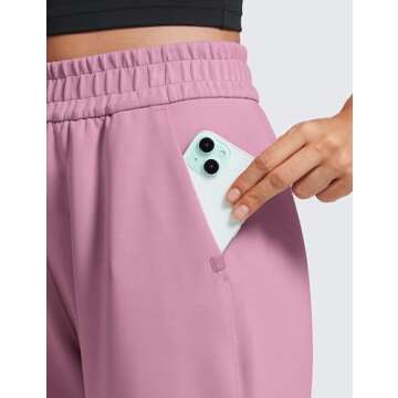 CRZ YOGA SoftAura Wide Leg Sweatpants Women 31" Modal High Waisted Lounge Travel Casual Sweat Pants with Pockets Drawstring Velvet Dust Medium