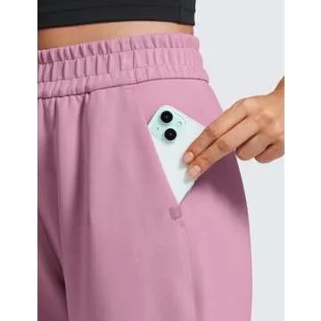 CRZ YOGA SoftAura Wide Leg Sweatpants Women 31" Modal High Waisted Lounge Travel Casual Sweat Pants with Pockets Drawstring Velvet Dust Medium