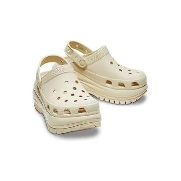 Crocs Mega Crush Clog - Unisex Clogs - Thermoplastic Upper - Adjustable Ankle-Sling - Flexible - Rubber Tread Bone Men's 7, Women's 9 Medium