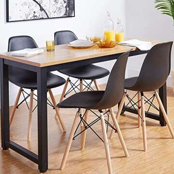 CangLong Modern Mid-Century Shell Lounge Plastic Natural Wooden Legs for Kitchen, Dining, Bedroom, L...