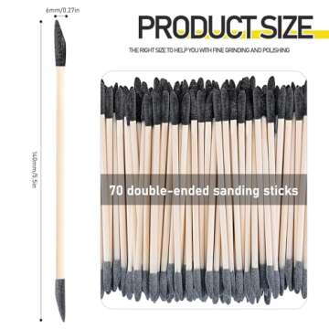 70 PCS Sanding Sticks - Double Ended 150/280 Grit for Models, Wood, and Nail Art