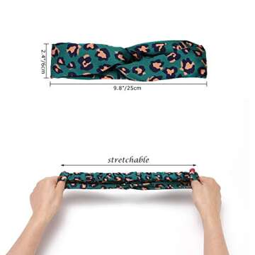 Folora 4pcs Leopard Print Twisted Criss Cross Elastic Headbands Soft Chiffon Hair Bands for Women Girls