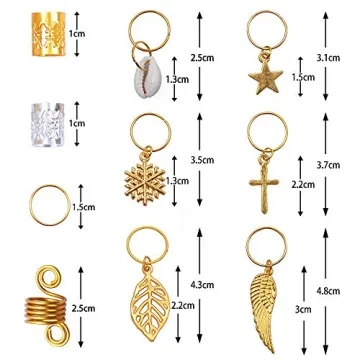 YMHPRIDE 140 Pieces Dreadlock Jewelry Aluminum Dreadlocks Beads Metal Hair Cuffs Hair Rings Shell Charms Hair Coils Braiding Hair Pendants Decoration Clips