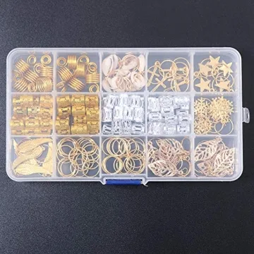YMHPRIDE 140 Pieces Dreadlock Jewelry Aluminum Dreadlocks Beads Metal Hair Cuffs Hair Rings Shell Charms Hair Coils Braiding Hair Pendants Decoration Clips
