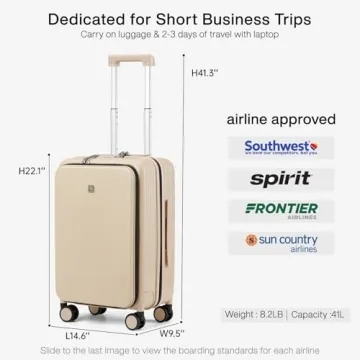 Hanke Grace 20 Inch TSA-Approved Hardshell Carry-On Luggage