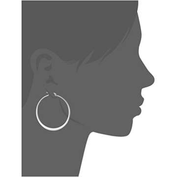 Amazon Essentials Stainless Steel Flattened Hoop Earrings (40mm) (previously Amazon Collection)